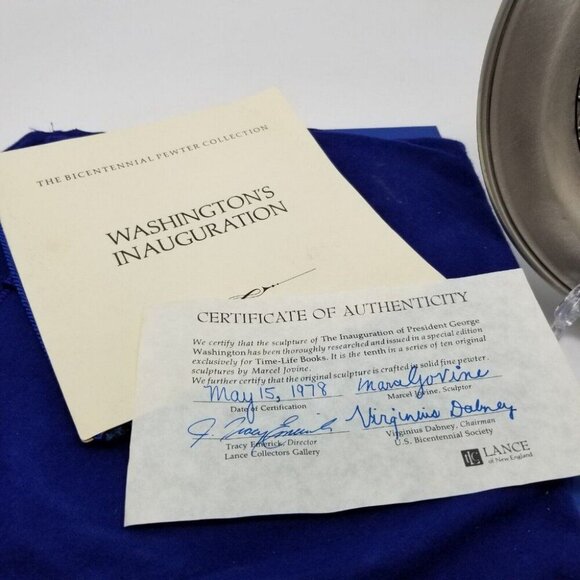 1977 Marcel Jovine Plate 8.5" Washington's Inauguration Bicentennial Pewter - Picture 2 of 6